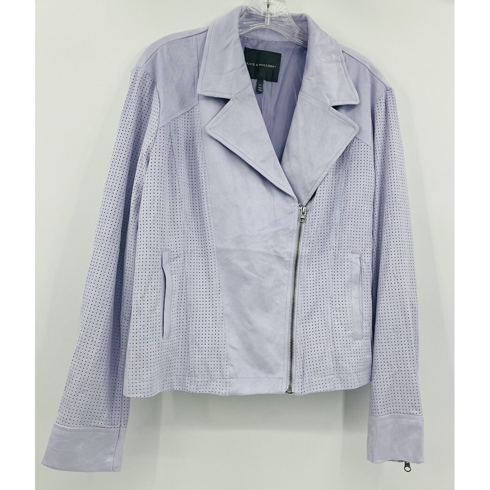 Kate and Mallory Moto Jacket Asymmetric Zip Lavender Microfiber Sueded Size XL